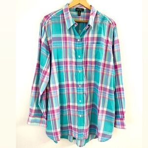 Ralph Lauren Button Down Shirt Plaid size XL green